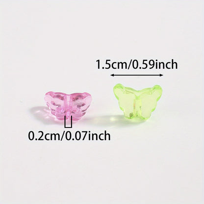 50pcs Transparent Butterfly Acrylic Beads