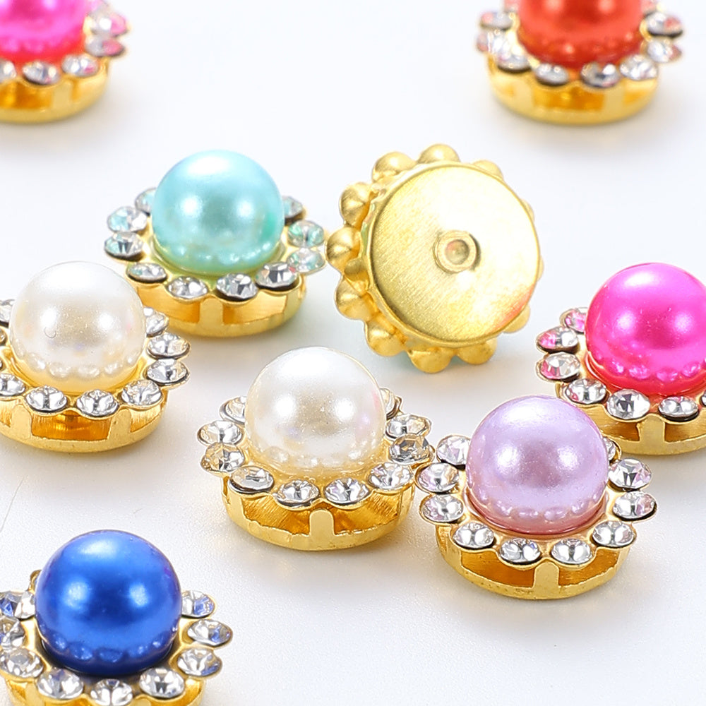 Flower Rhinestone Pearl Cabochons