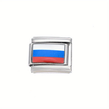 World Flag Alloy Bracelet Module