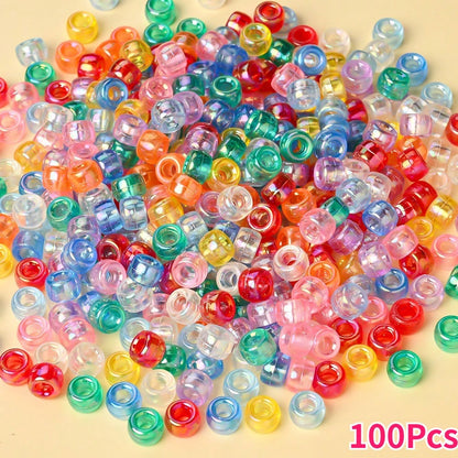 50/100/500/1000pcs 6x9mm Mixed Color Acrylic Pony Beads