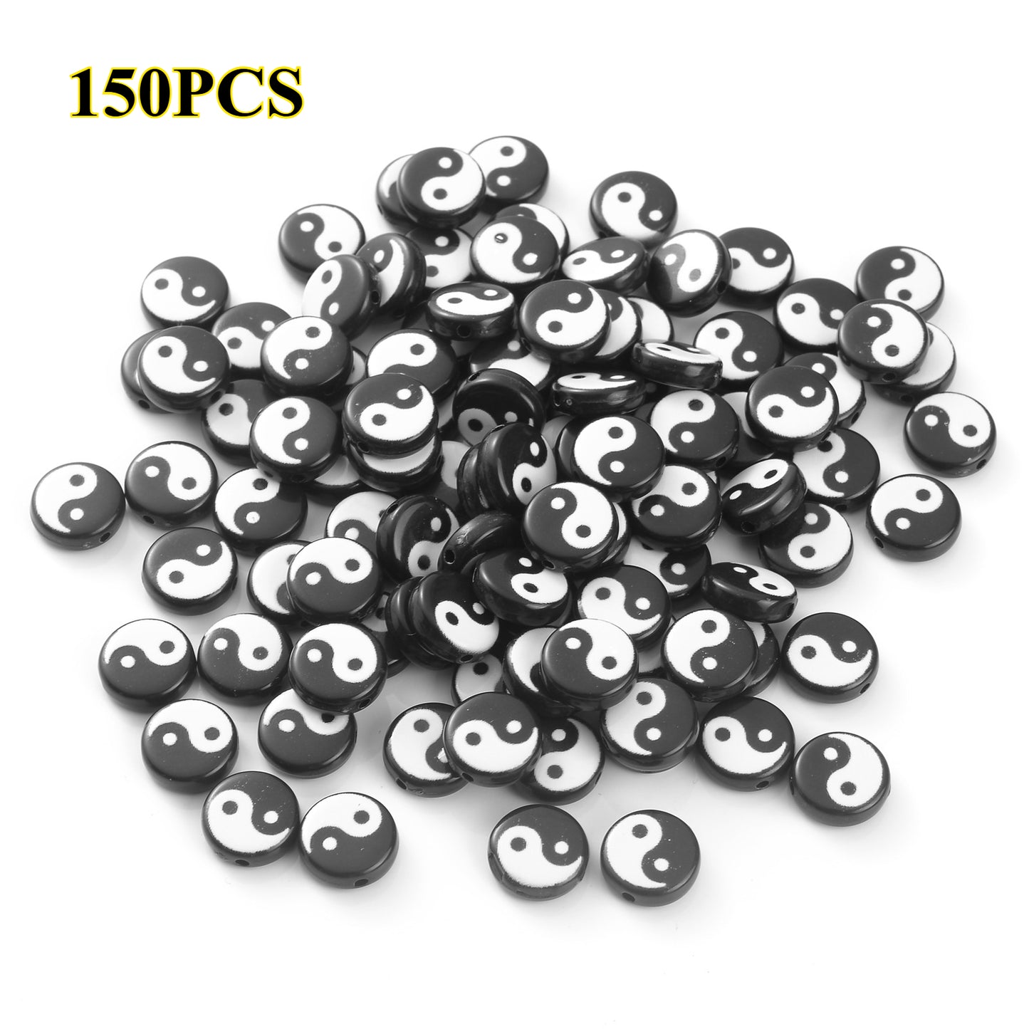 50/150pcs Yin-Yang Acrylic Beads