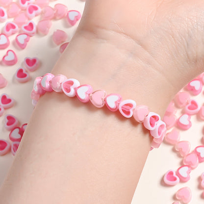 Pink Heart Acrylic Beads