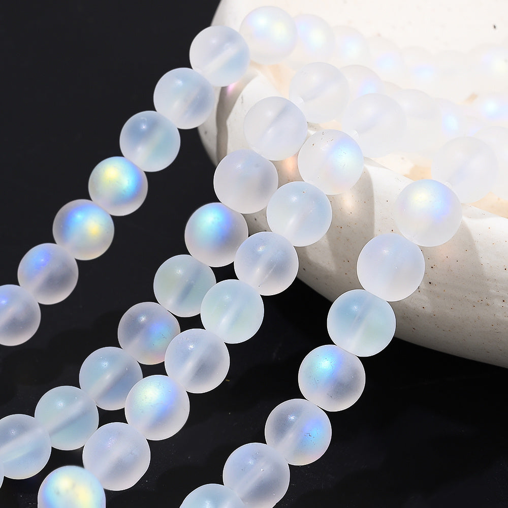 White Matte Frosted Glass Beads