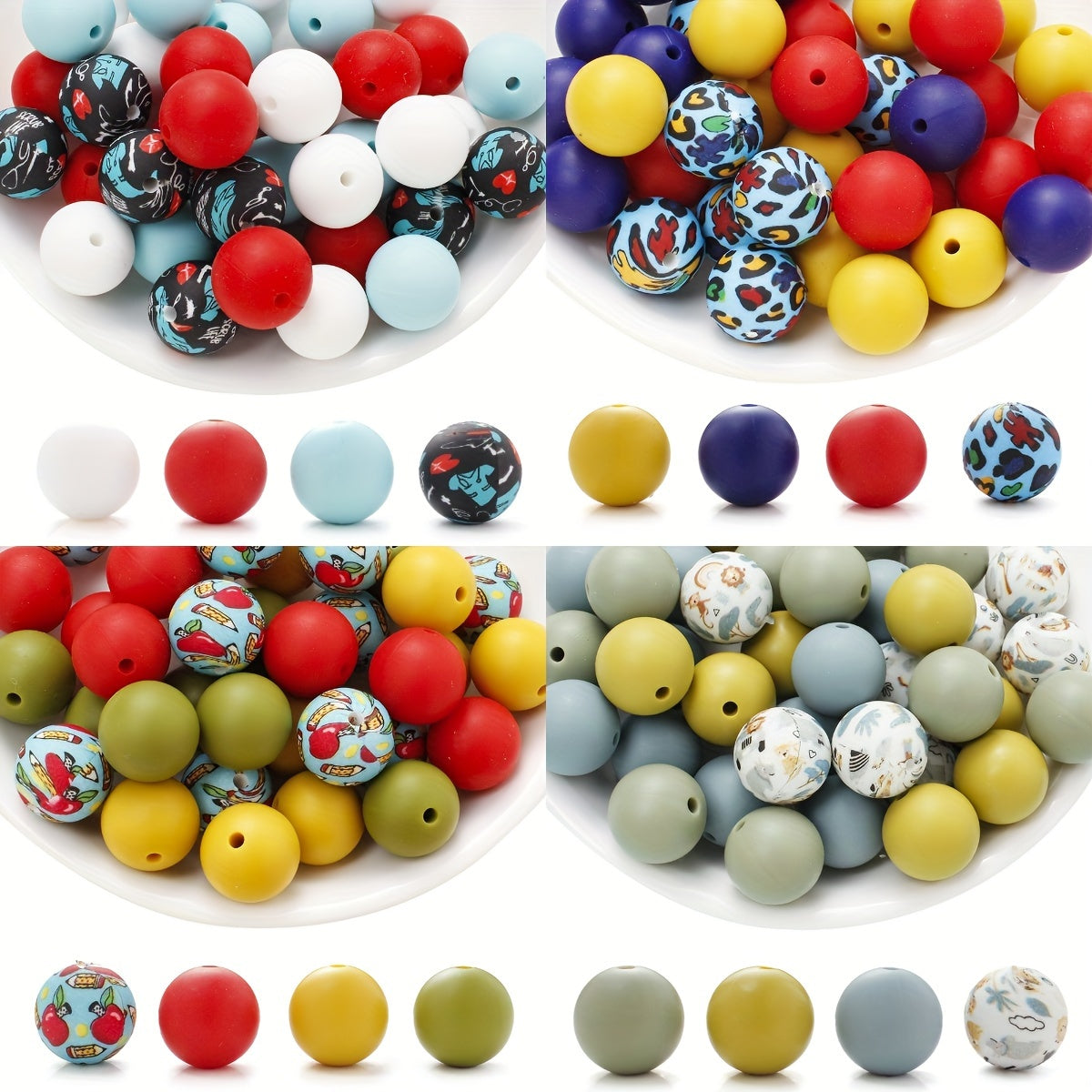 Mixed Color Round Silicone Beads