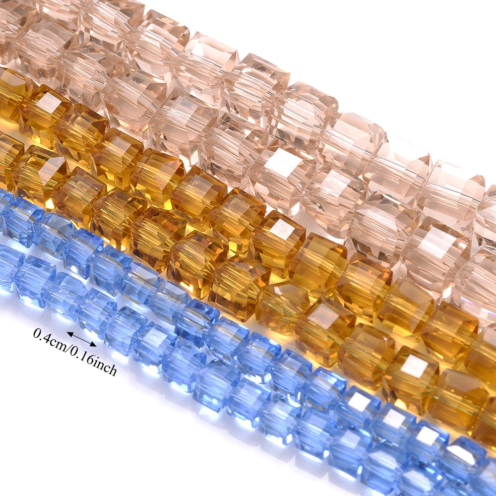 4mm Square Multi-faceted Czech Glass Cube Beads