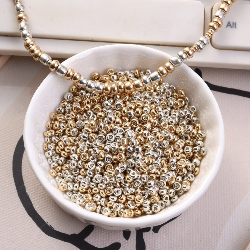 Gold and Silver 2/3/4 mm Glass Seed Beads