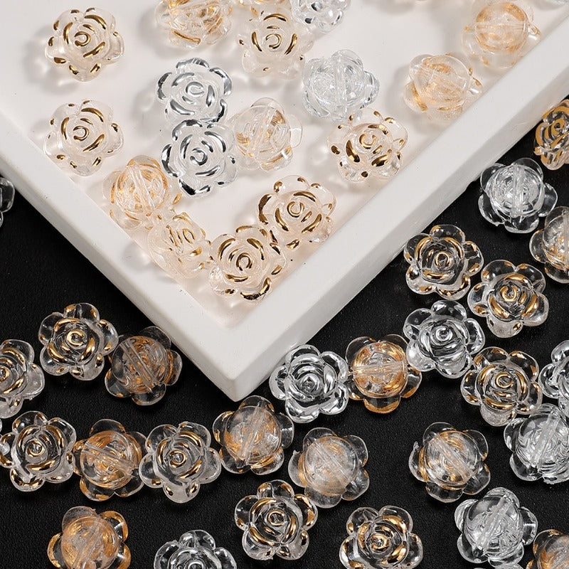 100pcs 12mm Clear Rose Acrylic Beads