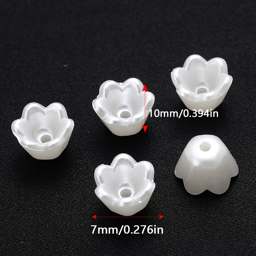 100PCS White Flower-Shaped Acrylic Bead Set