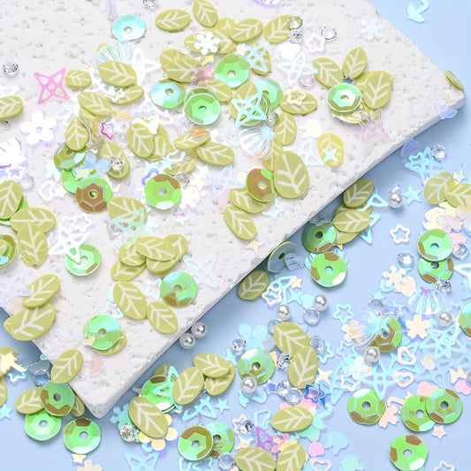 10g Green Pearlescent Bead & Sequin Mix
