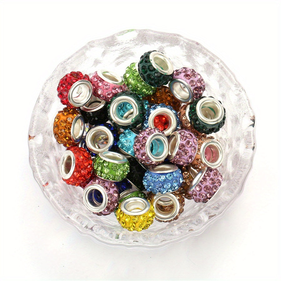 10pcs/lot Colorful European Style Rhinestone Spacer Beads