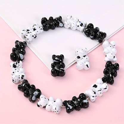 Black and White Bear Acrylic Beads