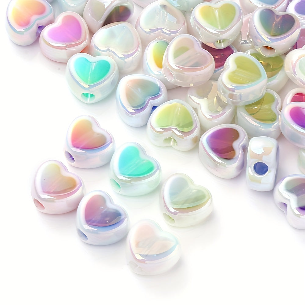 10PCS 12×15mm Sparkling Valentine's Day Heart Acrylic Bead Set