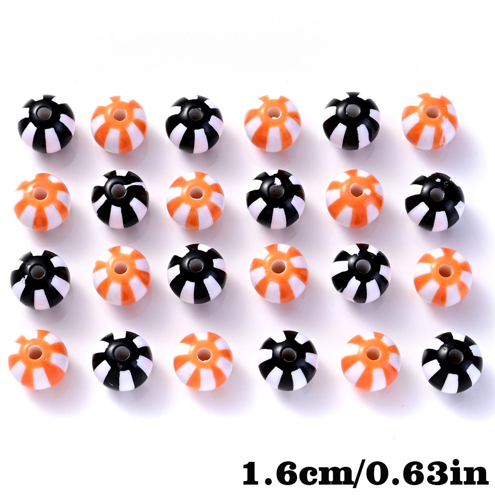 20pcs 12/16mm Acrylic Striped Halloween Beads