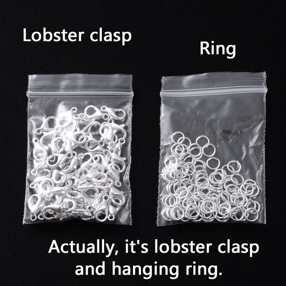 50-Piece Open Jump Rings & Lobster Clasps Jewelry Findings Set