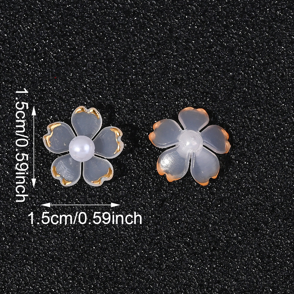 30pcs 15mm Cherry Blossom Acrylic Patch Beads