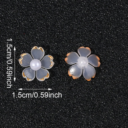 30pcs 15mm Cherry Blossom Acrylic Patch Beads