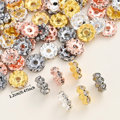 30/50pcs 12mm Mixed Color Wavy Crystal Beads