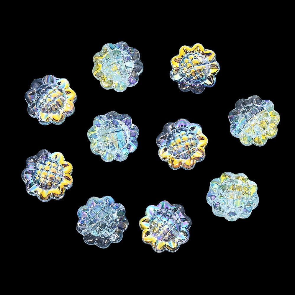 20PCS 15mm Transparent AB Sunflower Glass Jelly Spacer Beads