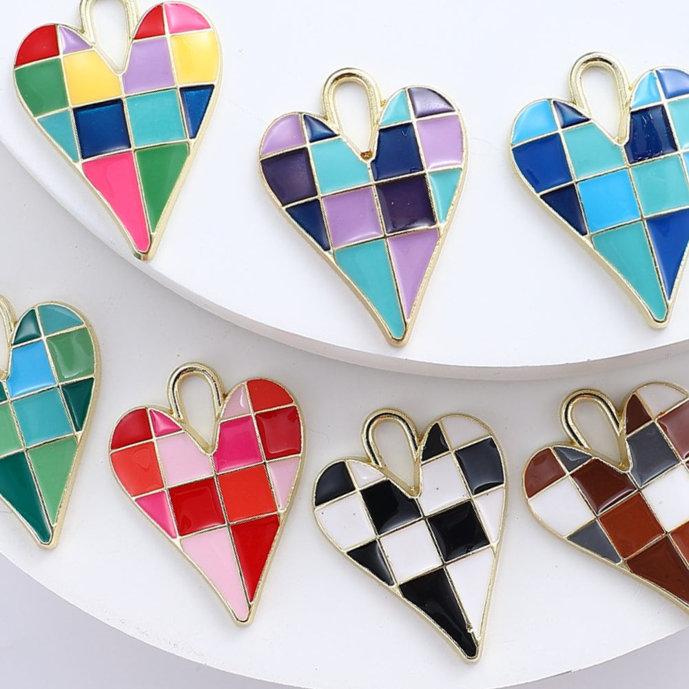 Alloy Enamel Big Heart Charms
