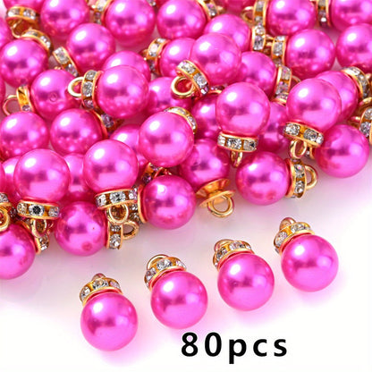 Rhinestone Imitation Pearl Charms