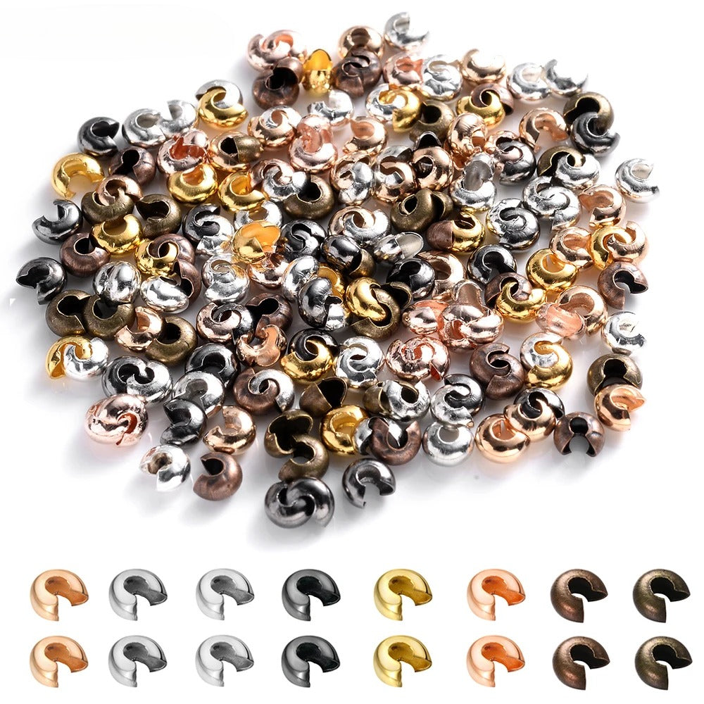 100pcs Copper Round Crimp Cover Beads
