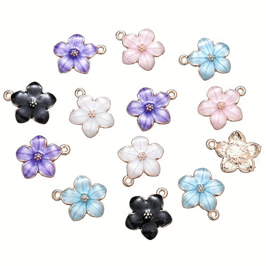 15x17 mm Colorful Five-Petal Flower Alloy Pendants