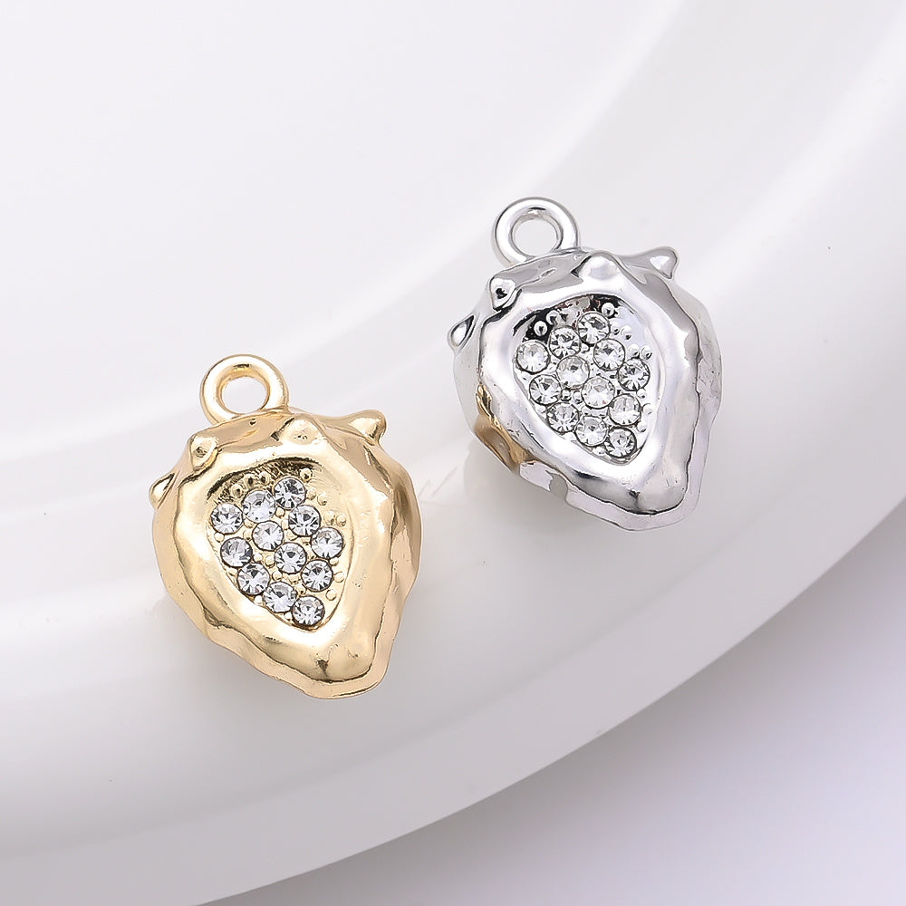 Strawberry Rhinestone Metal Pendant Charms