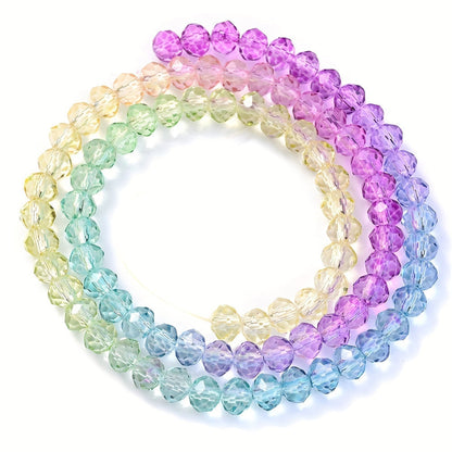 4/mm 1 String Rainbow Color Gradient Glass Faceted Beads