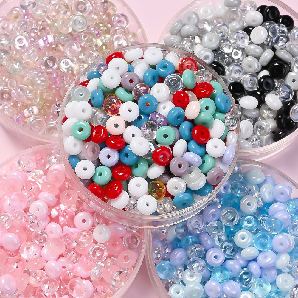 Vibrant Flat Round Glass Spacer Beads