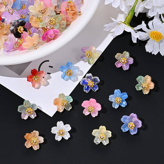Gradient Glass Flower Charms
