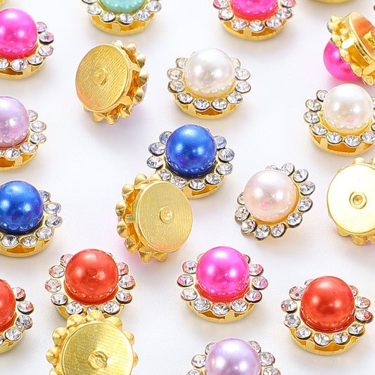 Flower Rhinestone Pearl Cabochons