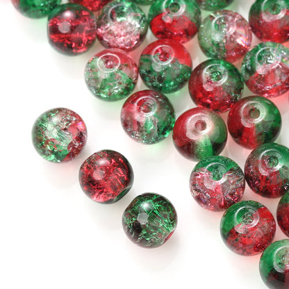 Red Green Gradient Crystal Round Beads