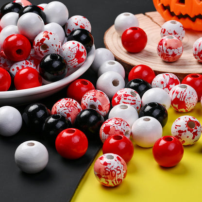 120pcs Halloween Wood Beads Set