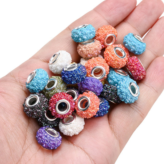 Colored Flower Acrylic Large Hole Beads