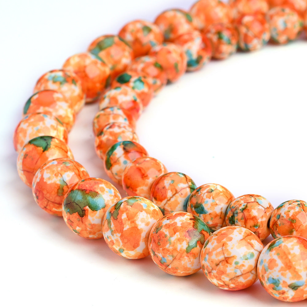 Orange Green Spacer Loose Beads