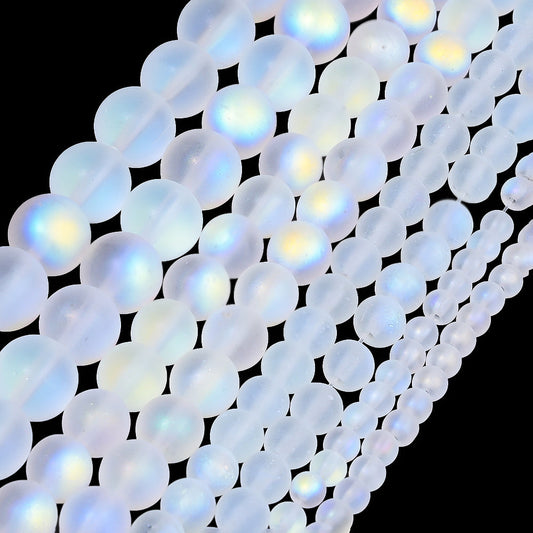 White Matte Frosted Glass Beads