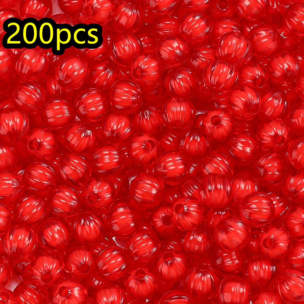 100/200pcs 8/10mm Transparent Inner Color Pumpkin Acrylic Beads
