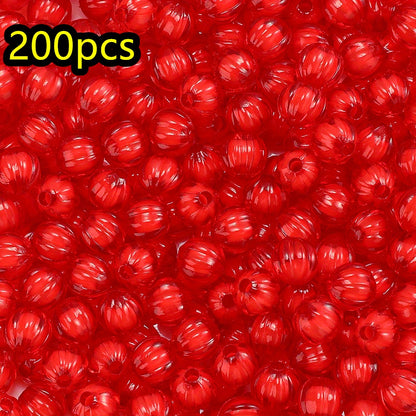 100/200pcs 8/10mm Transparent Inner Color Pumpkin Acrylic Beads