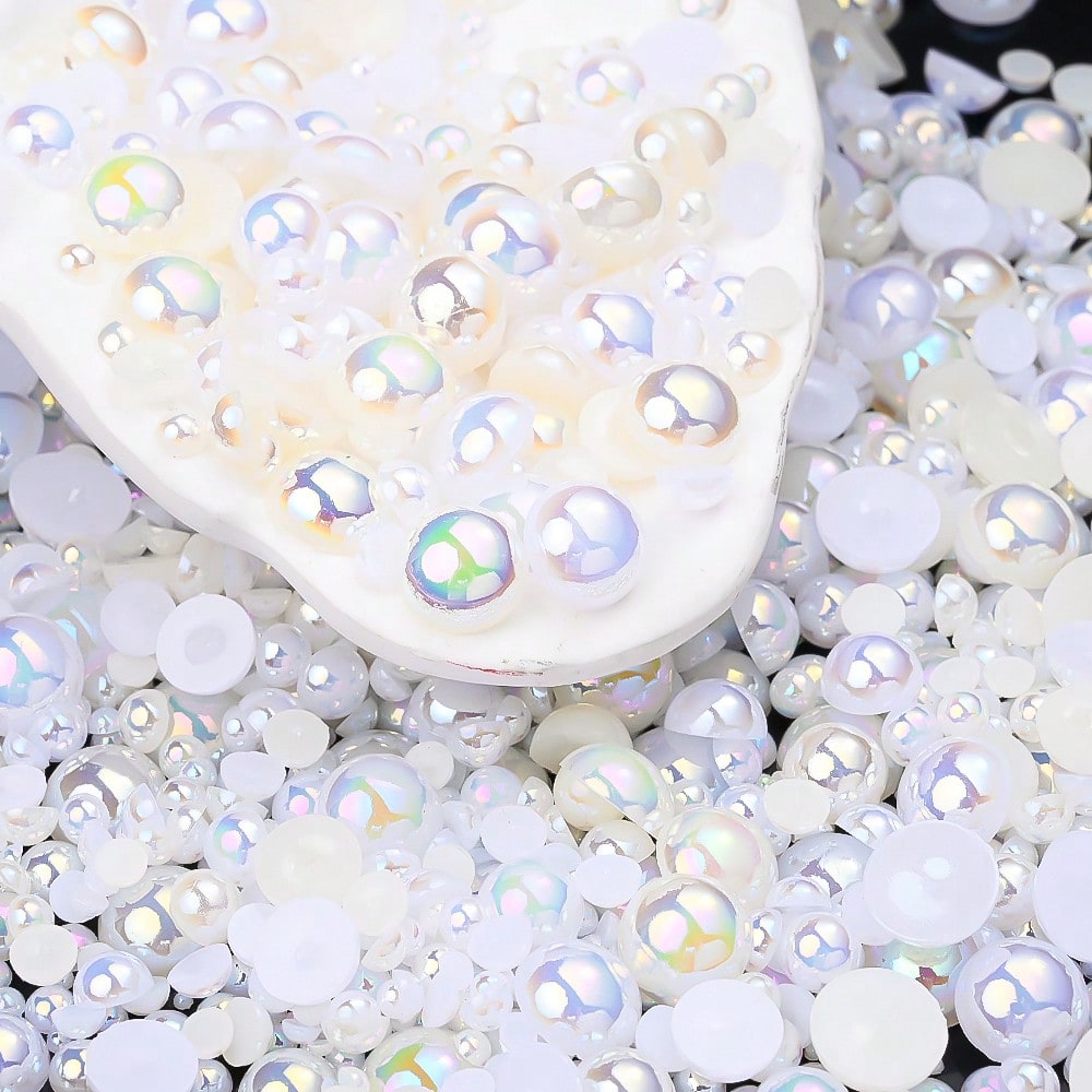 AB Rhinestone Flat Back Pearl Beads