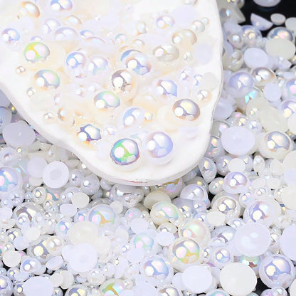 AB Rhinestone Flat Back Pearl Beads