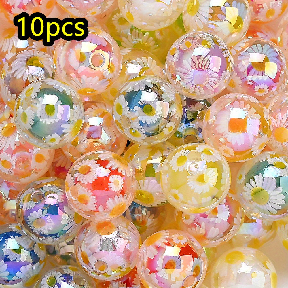 10pcs 16mm Hand-Painted Daisy Acrylic Beads