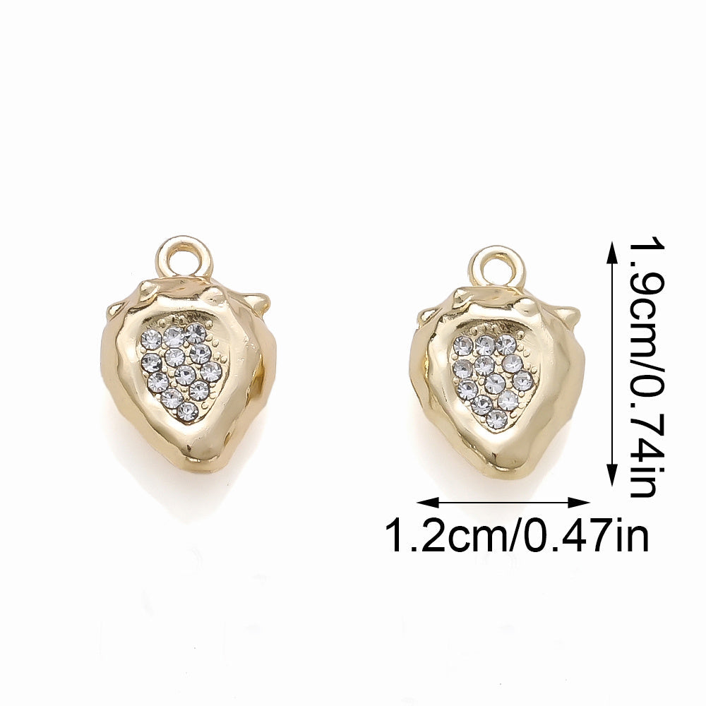 Strawberry Rhinestone Metal Pendant Charms