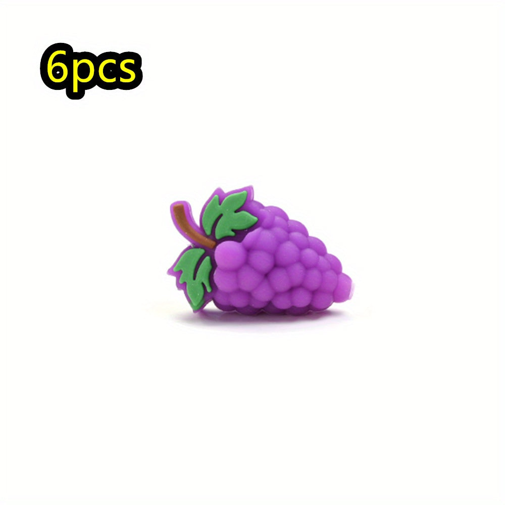 6pcs/set Fruit Theme Silicone Focal Beads Set