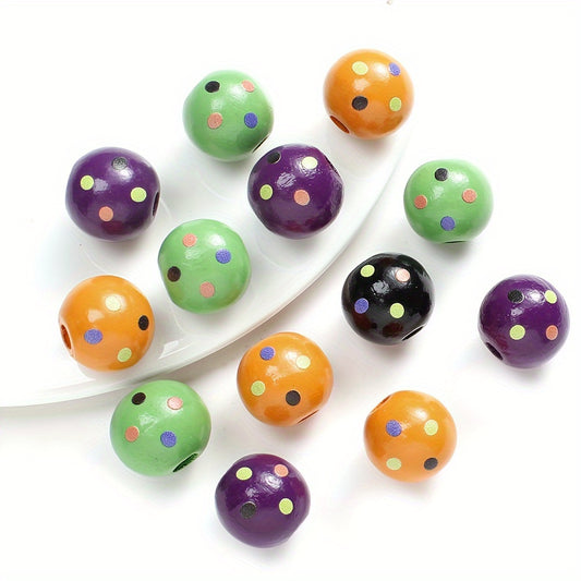 10pcs 16mm Halloween Wooden Round Beads