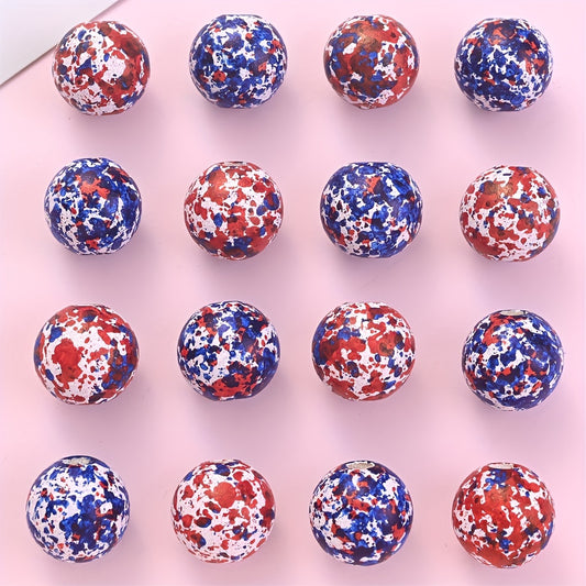 10pcs 16mm Independence Day Wooden Beads