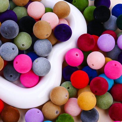 100pcs 16mm Flocking Acrylic Beads
