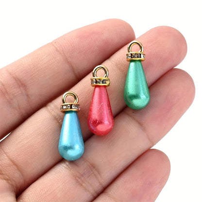 Multicolor Acrylic Imitation Pearl Waterdrop Charms