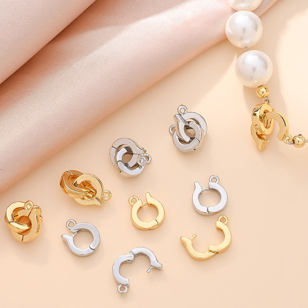 1 Pair 8mm Gold & Silver Copper Jewelry Clasps