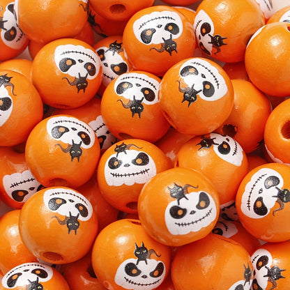 Halloween Bat Black Cat Wooden Spacer Beads