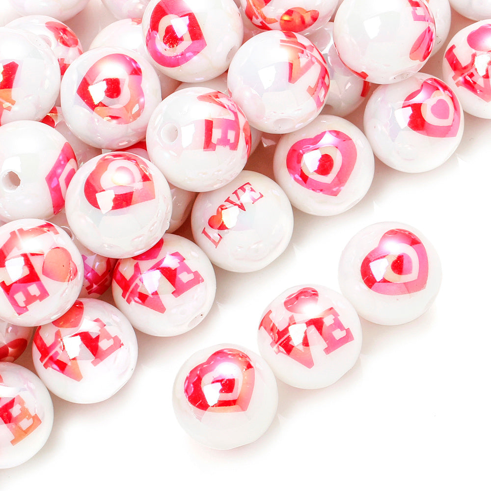 Valentine’s Day Heart-Printed Acrylic Beads